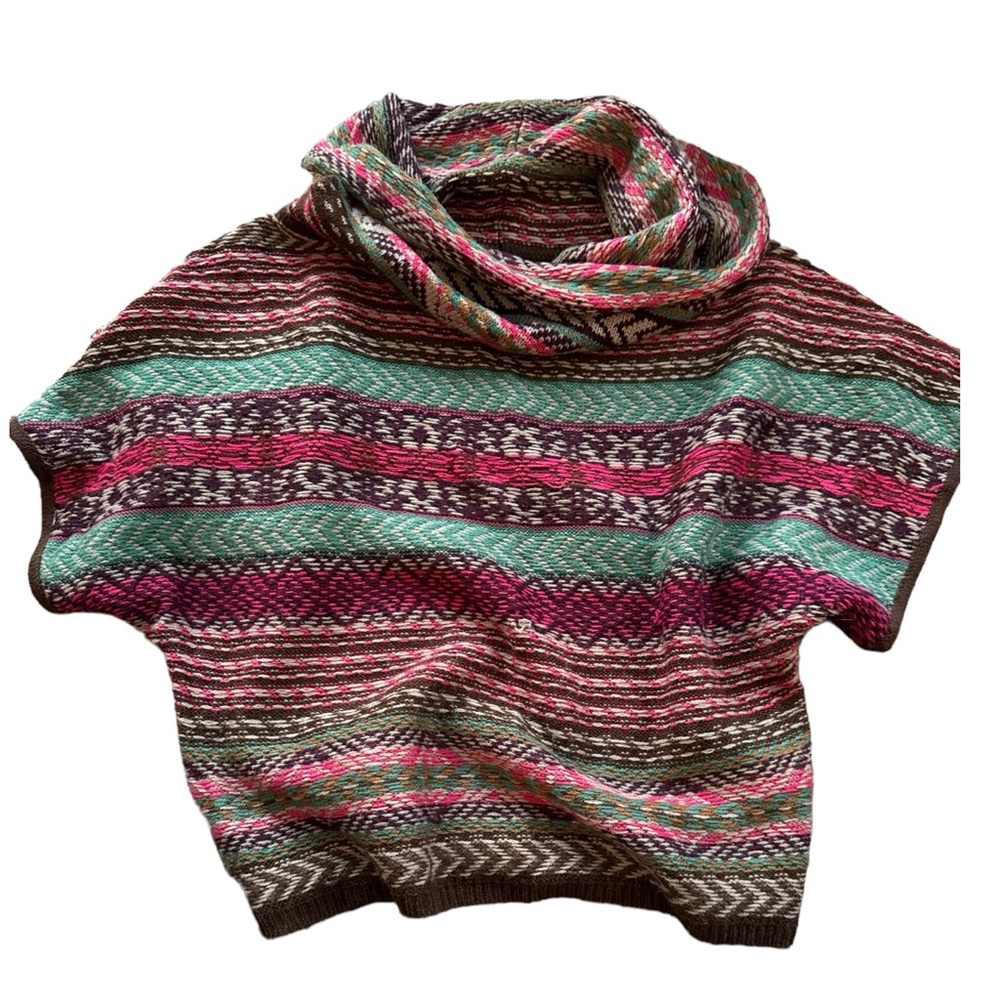Small  Vintage America cowl neck bohemian sweater- short sleeve